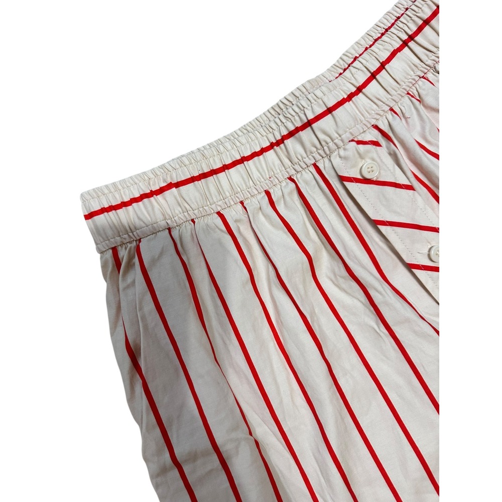 Reformation Red Stripe Boxer Shorts Women's Size Medium Elastic Waist Button Fly - Picture 3 of 6